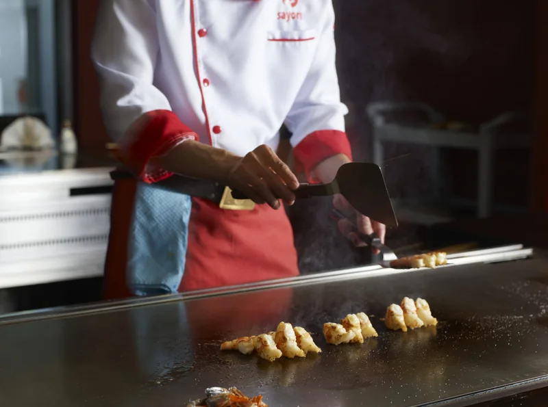 Dumplings auf der Teppanyaki-Platte